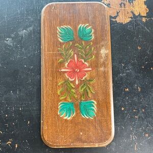 Handcrafted Wooden Wall Art with Floral Design Vintage